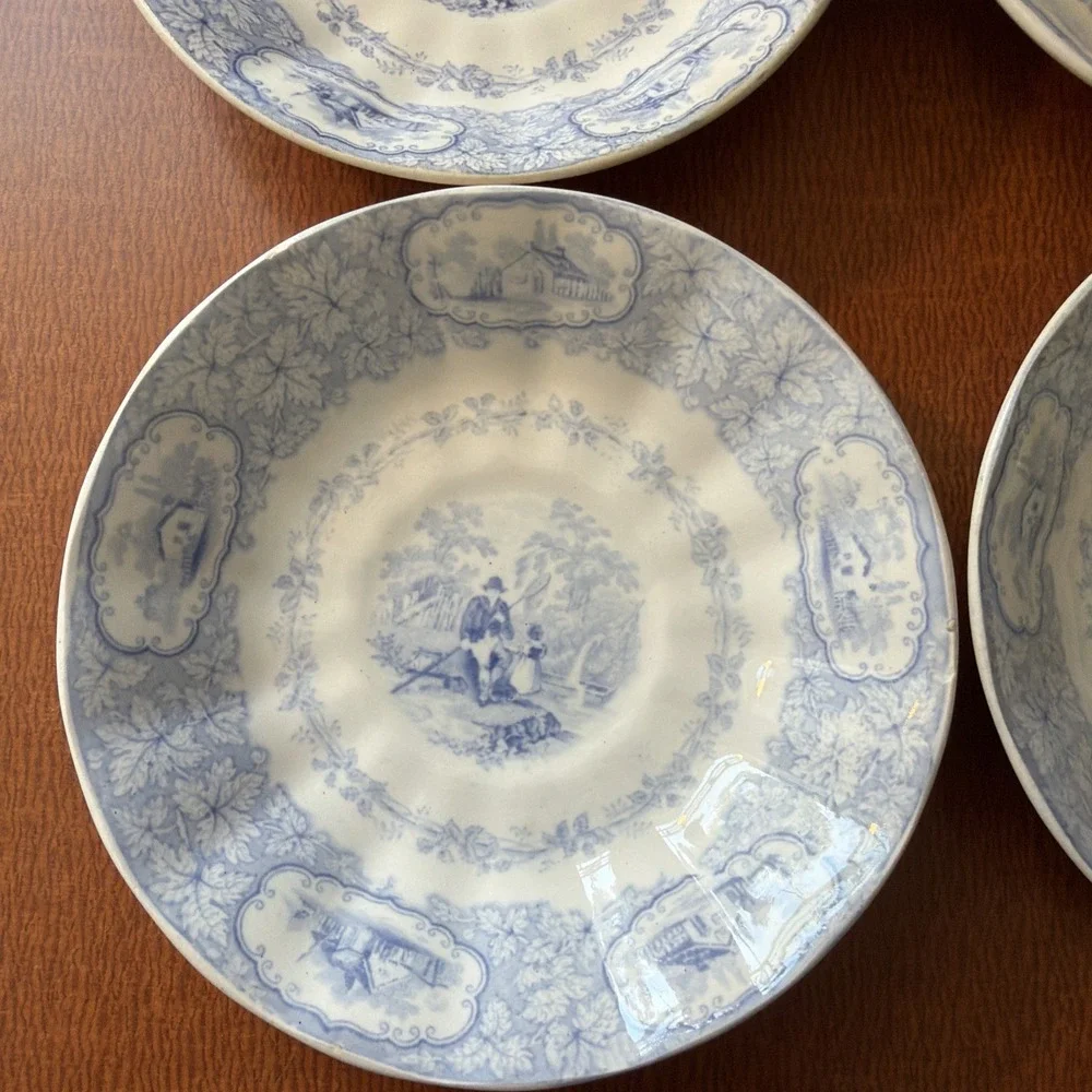 4 Antique Blue J. Clementson  Transferware 